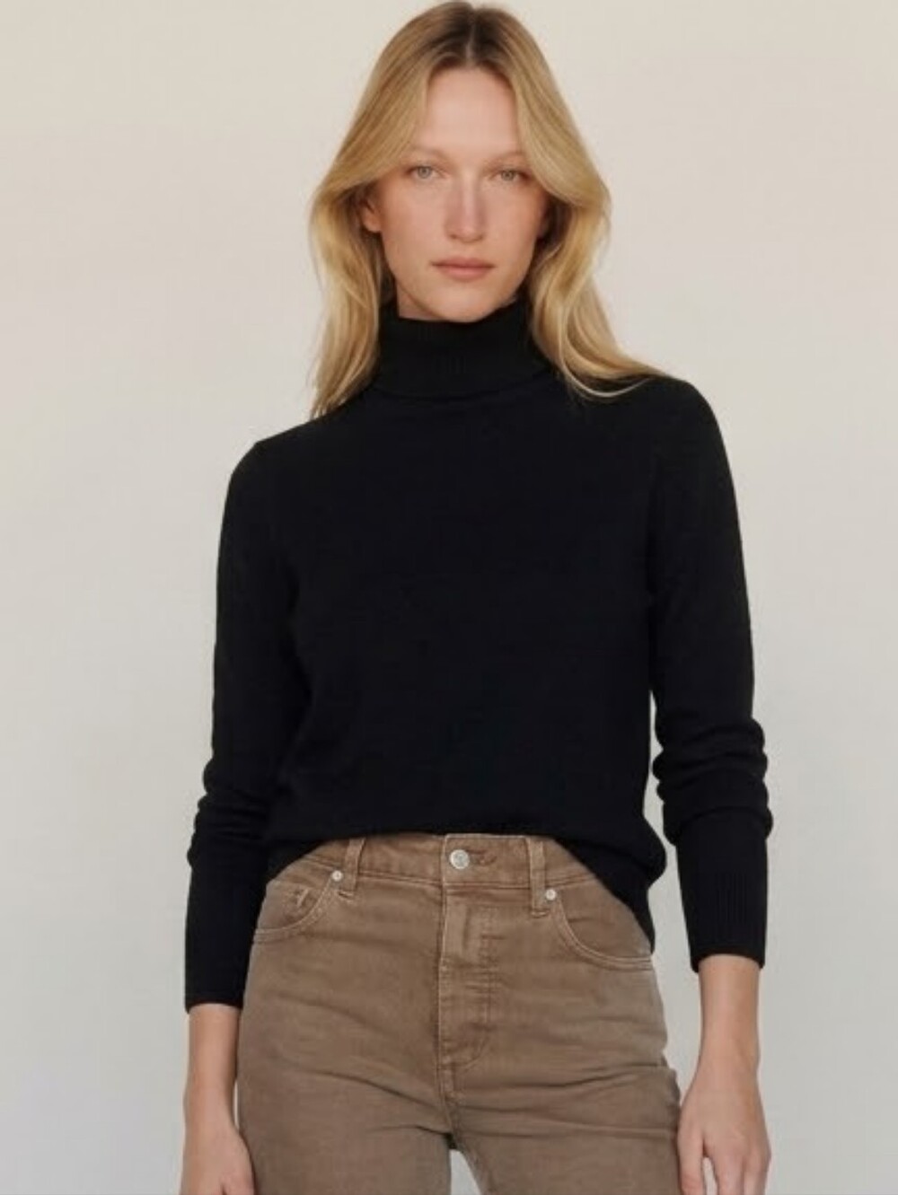 Talbots Petites Vintage 100% Cashmere Turtleneck Lg P Sweater Ribbed Knit Black